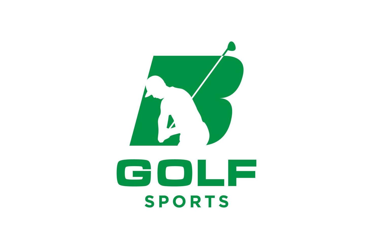 icono de letra del alfabeto logotipo b para la plantilla vectorial de diseño del logotipo de golf, etiqueta vectorial de golf, logotipo del campeonato de golf, ilustración, icono creativo, concepto de diseño vector