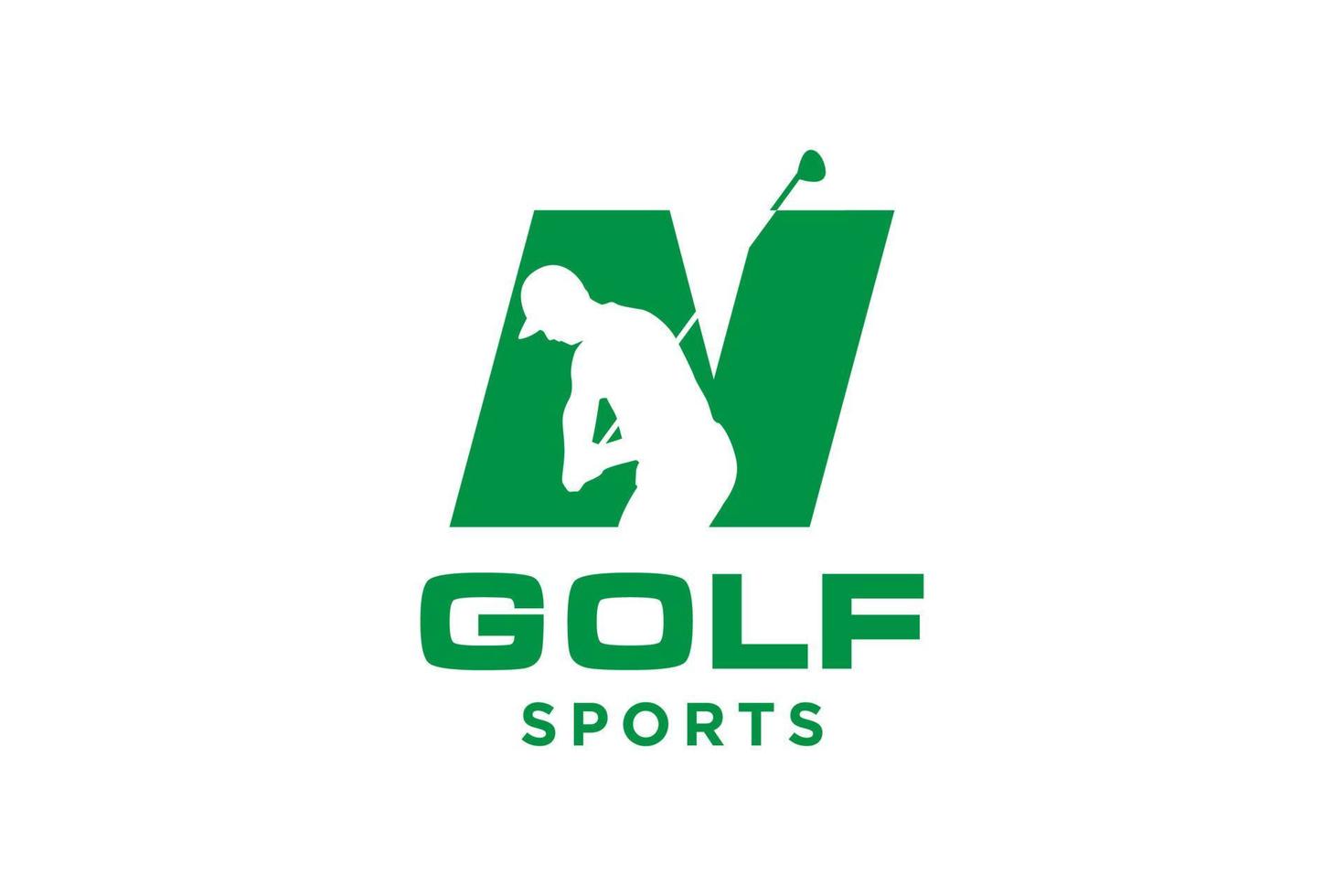 icono de letra del alfabeto logo n para plantilla de vector de diseño de logotipo de golf, etiqueta vectorial de golf, logotipo de campeonato de golf, ilustración, icono creativo, concepto de diseño