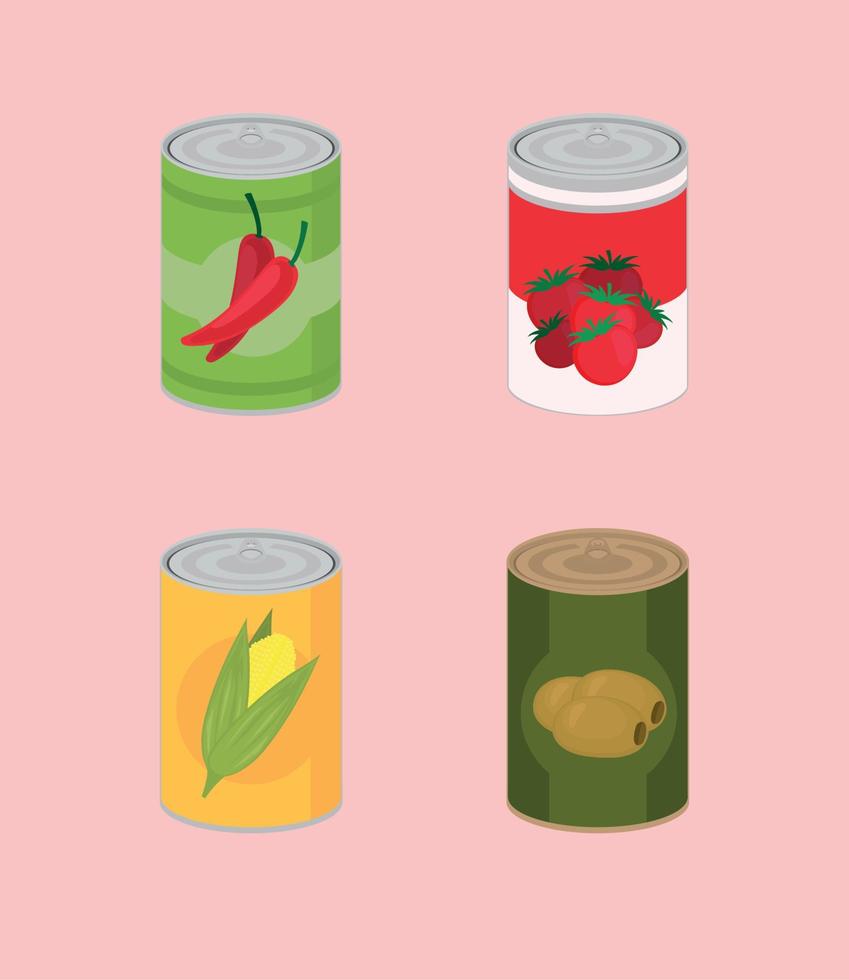 canned food icons vector