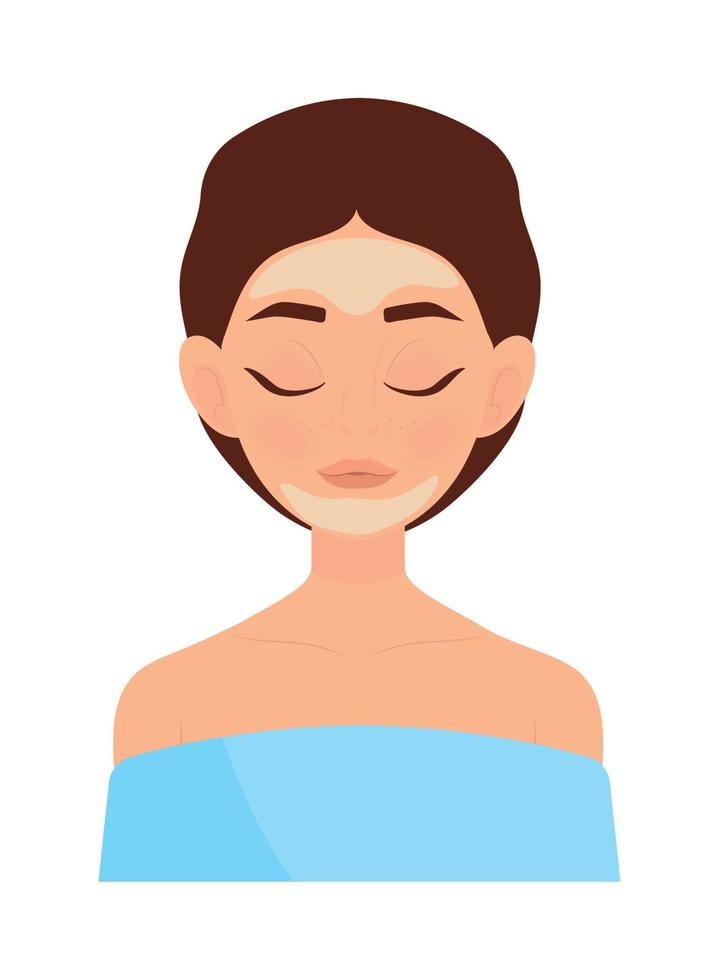 woman putting face cream vector