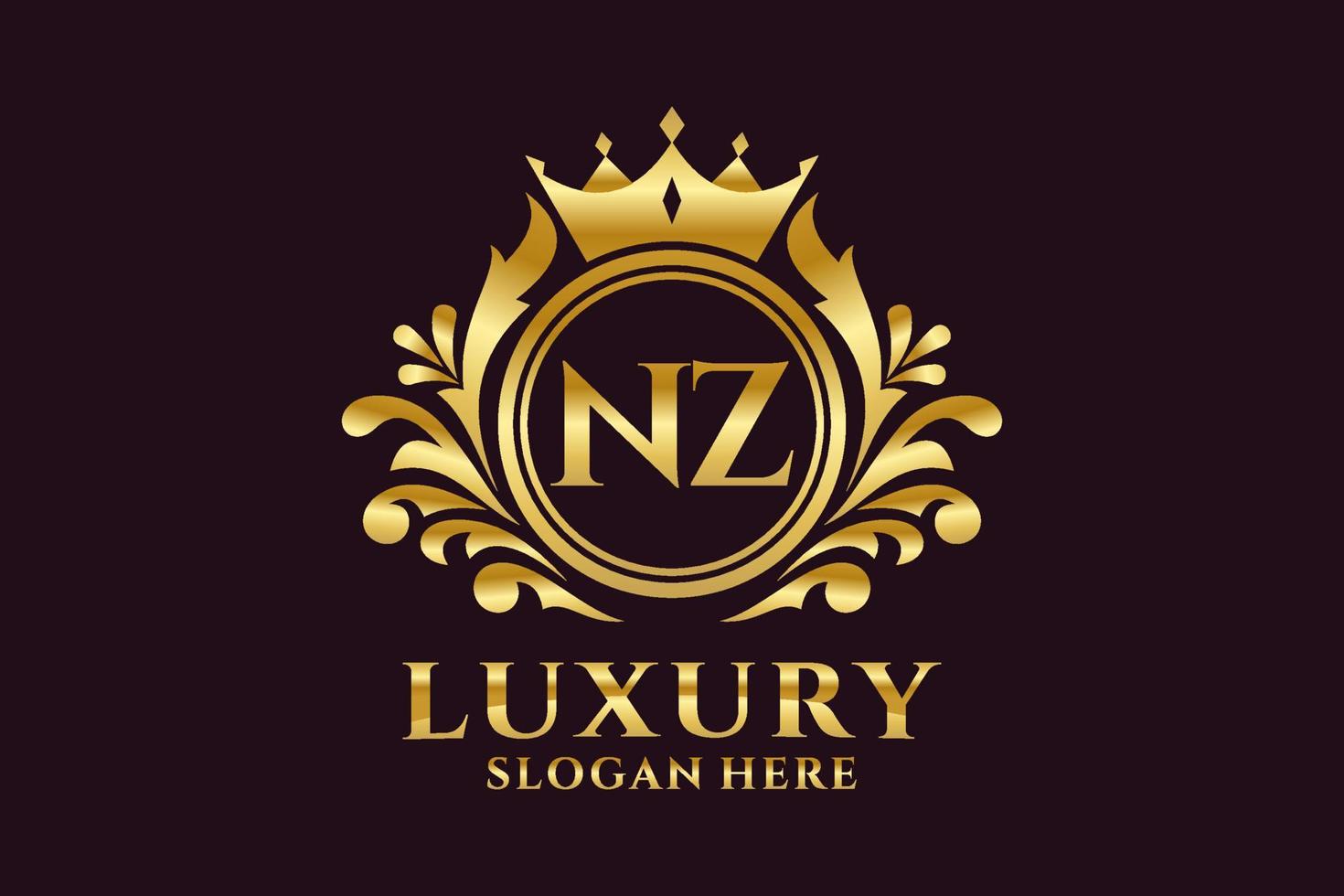 Initial NZ Letter Royal Luxury Logo template in vector art for luxurious branding projects and other vector illustration.