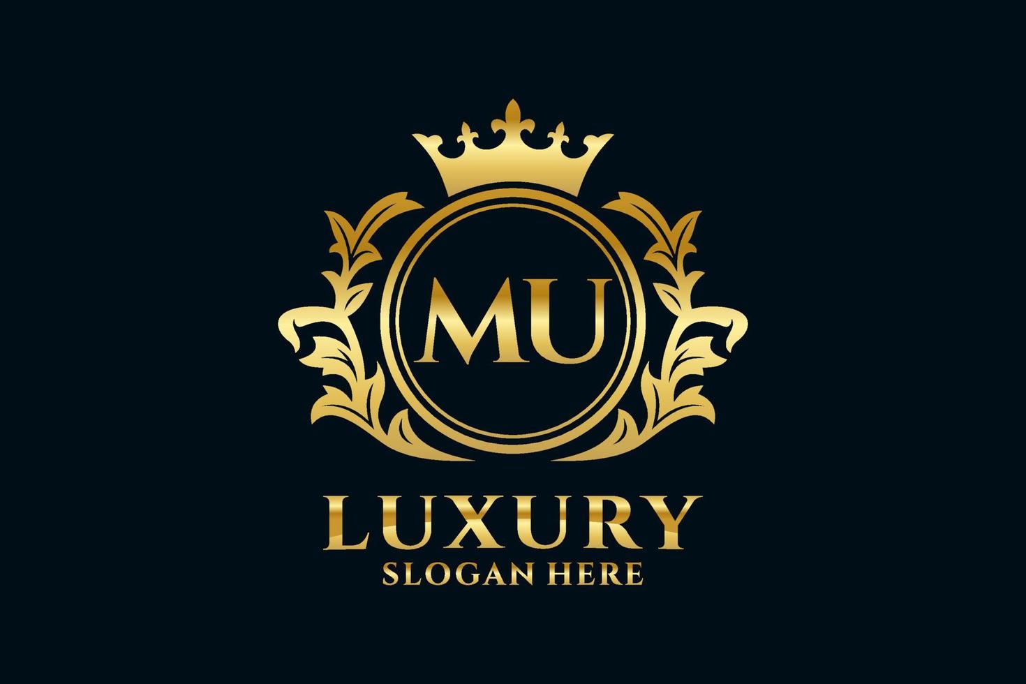 Initial MU Letter Royal Luxury Logo template in vector art for luxurious branding projects and other vector illustration.