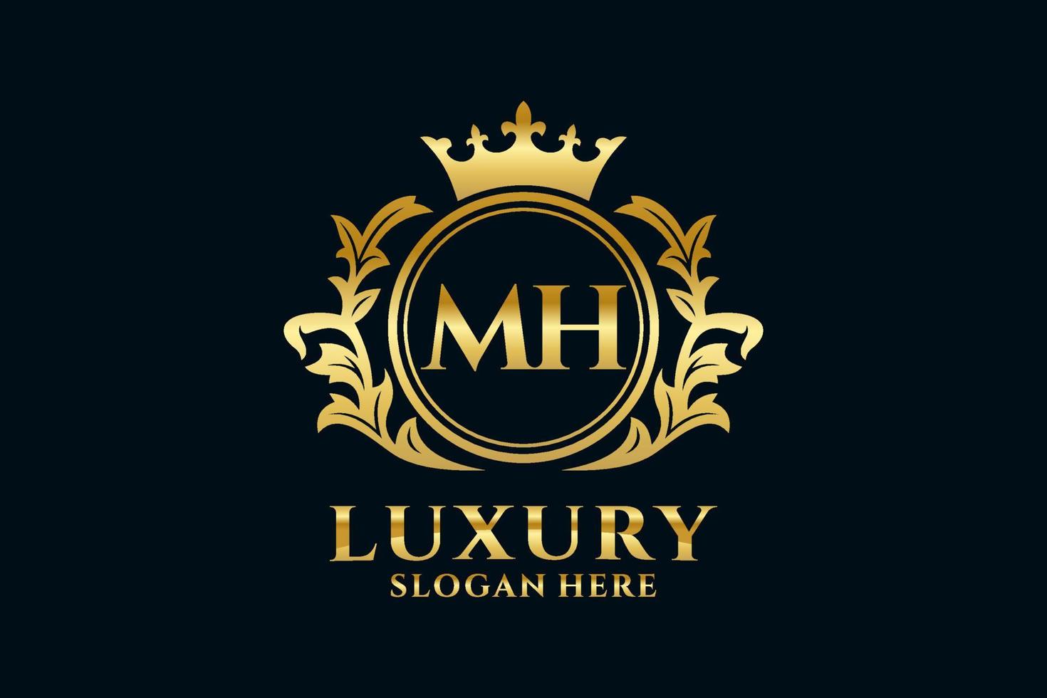 Initial MH Letter Royal Luxury Logo template in vector art for luxurious branding projects and other vector illustration.