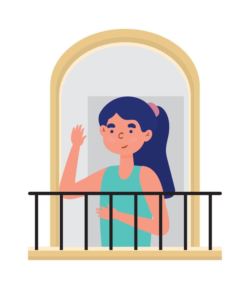 woman looking a through the window vector