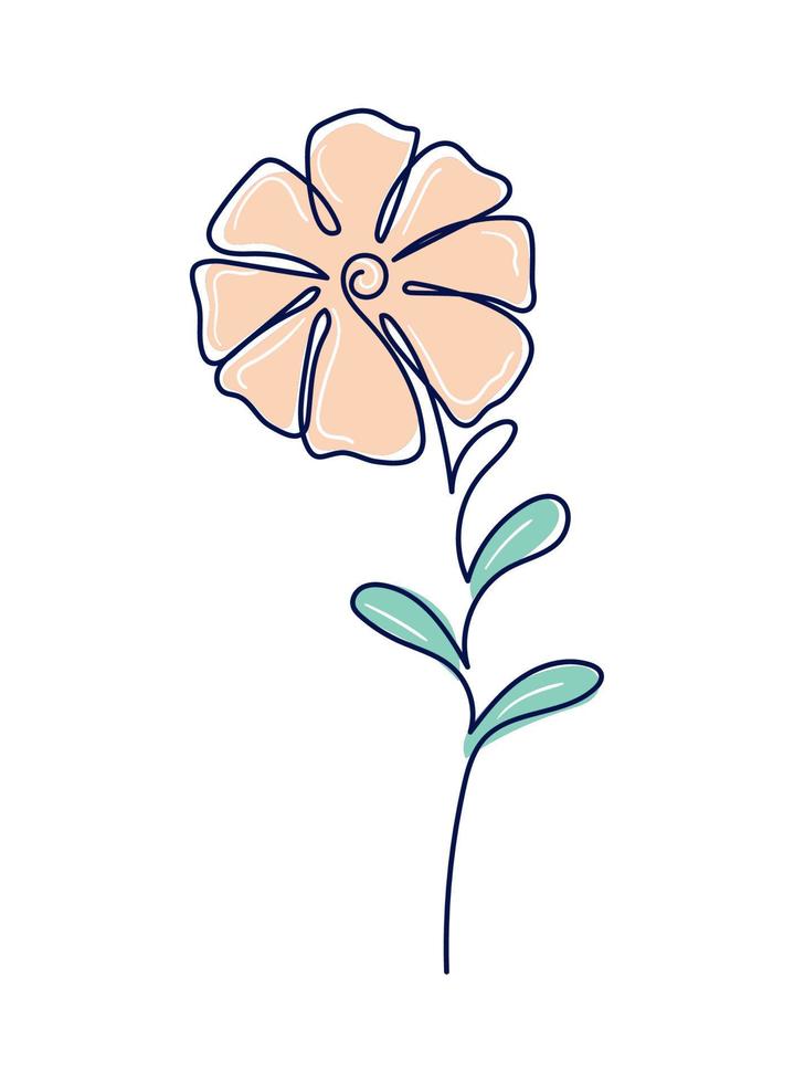 one line drawing flower vector