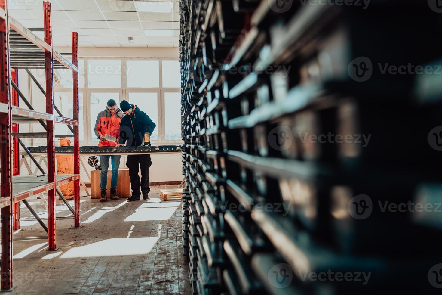 A special team of geologists who study rocks in industry using modern machines.Selective focus photo