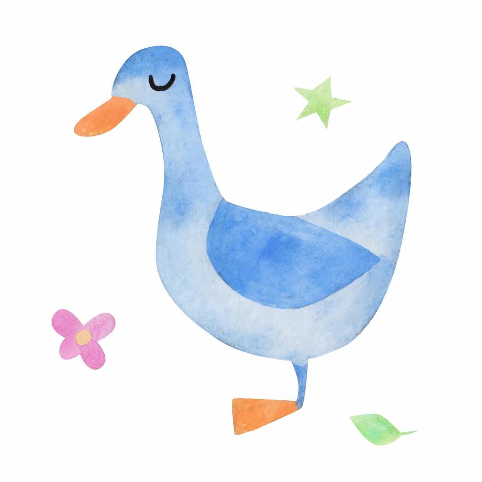 Cute goose, watercolor element vector