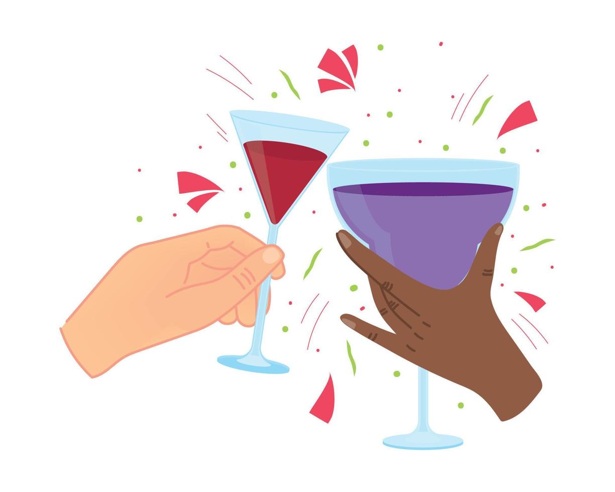 cheers clinking glasses vector