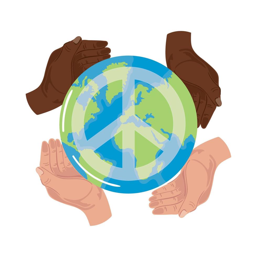 diverse hands and peace world vector