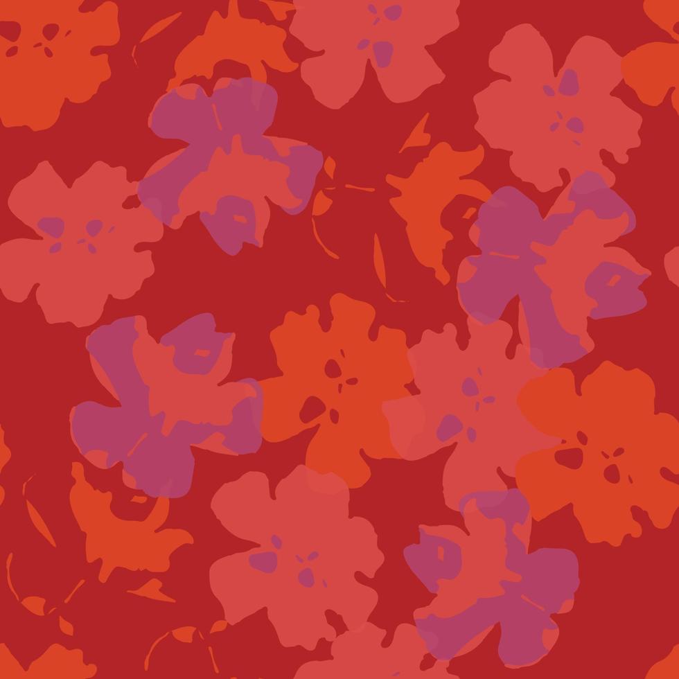 seamless plants pattern background with red abstract flowers , greeting card or fabric vector