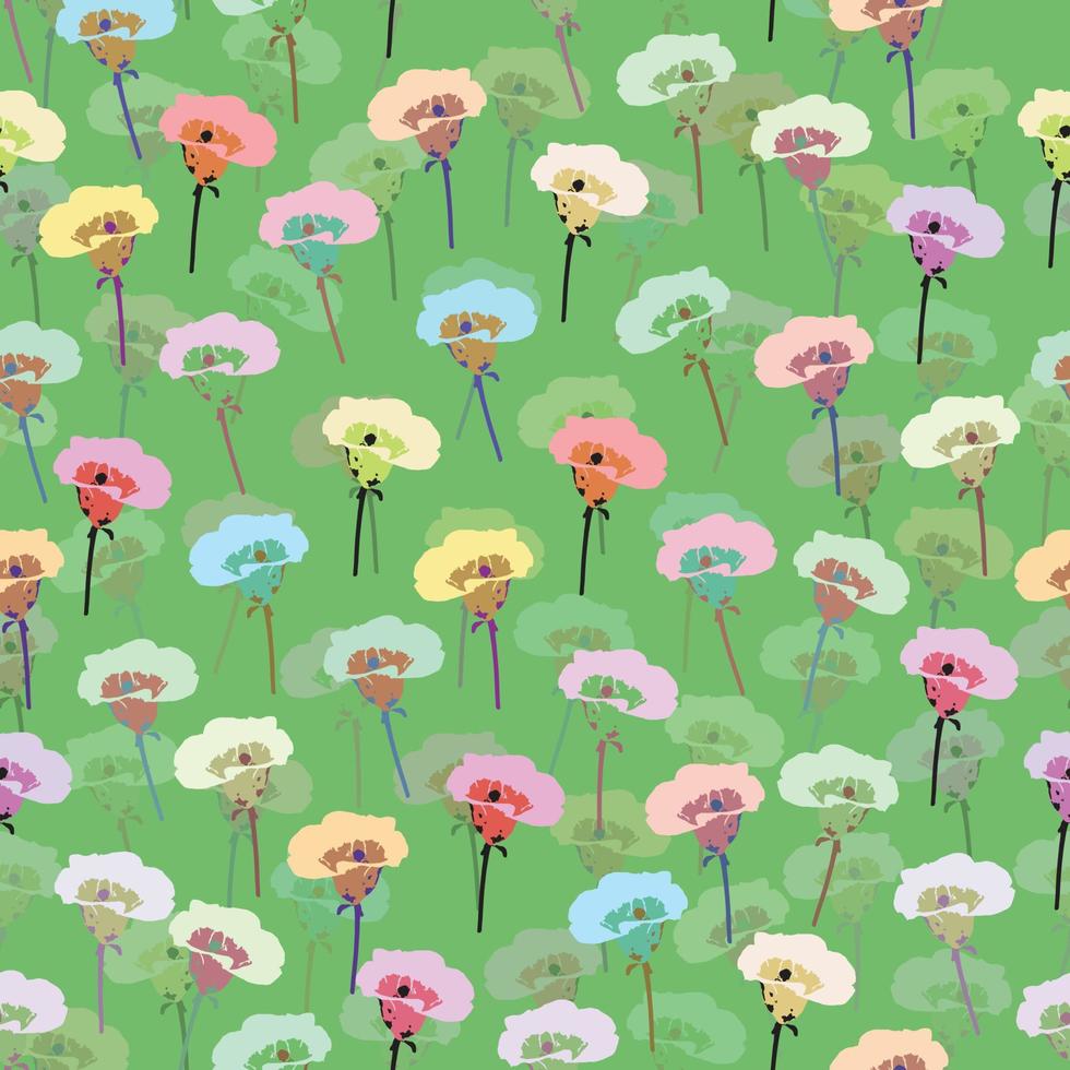 seamless plants pattern background with mixed tiny colourful flowers , greeting card or fabric vector