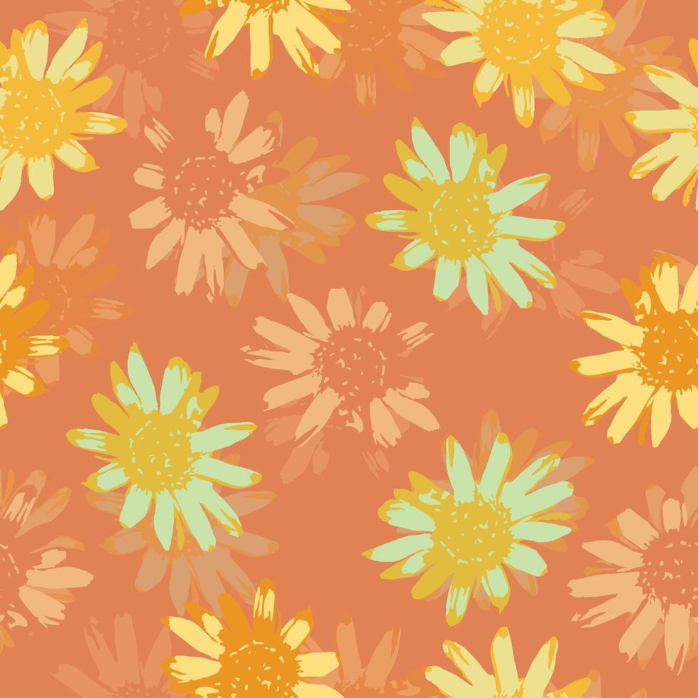 seamless plants pattern background with doodle sunflowers , greeting card or fabric vector