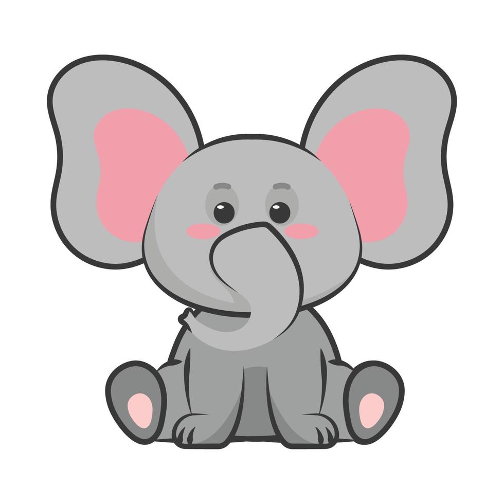 cute elephant kawaii vector