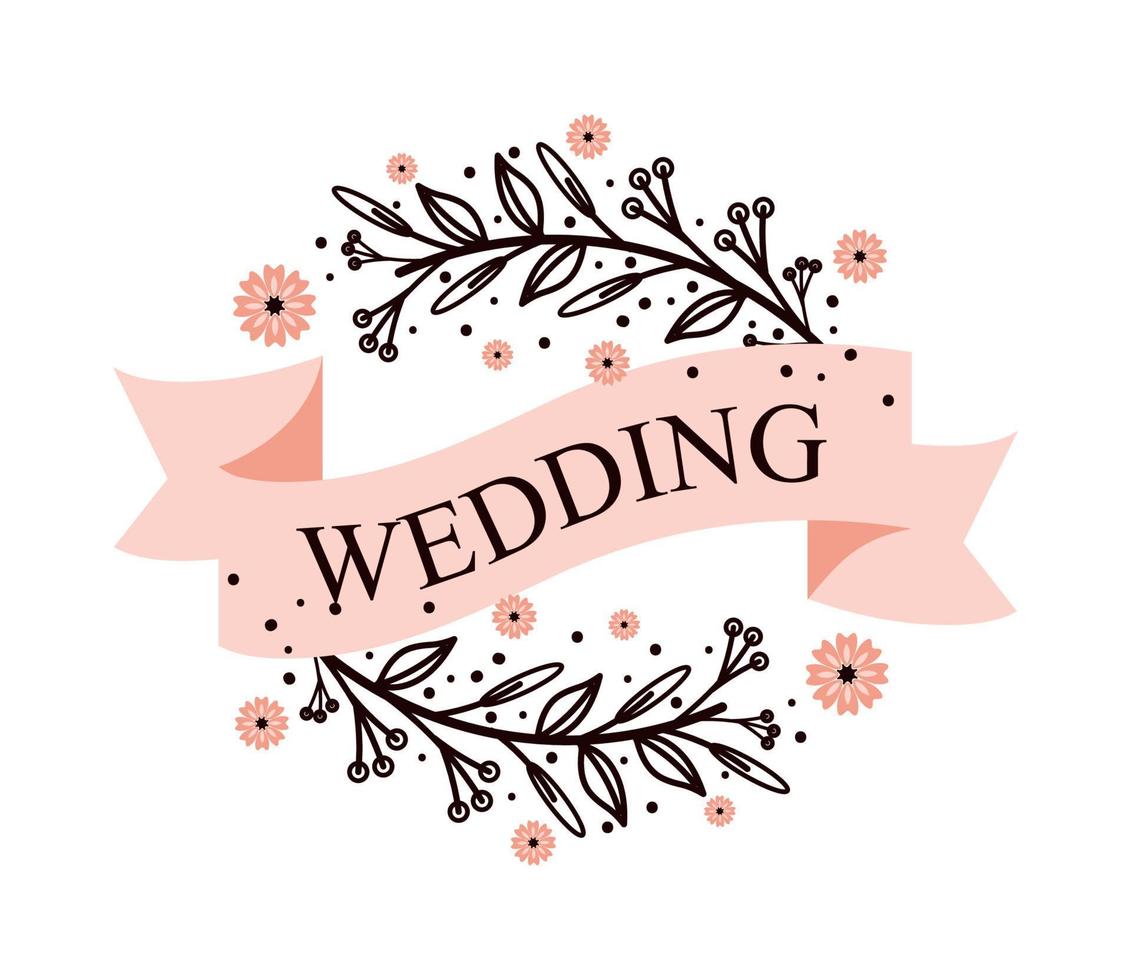 wedding floral ribbon vector