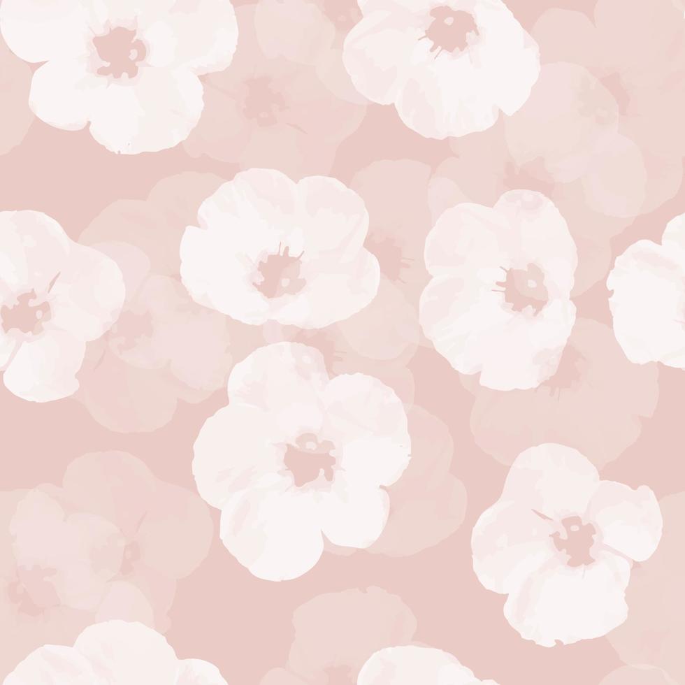 fondo de patrón de plantas sin costuras con flores rosas pastel, tarjeta de felicitación o tela vector