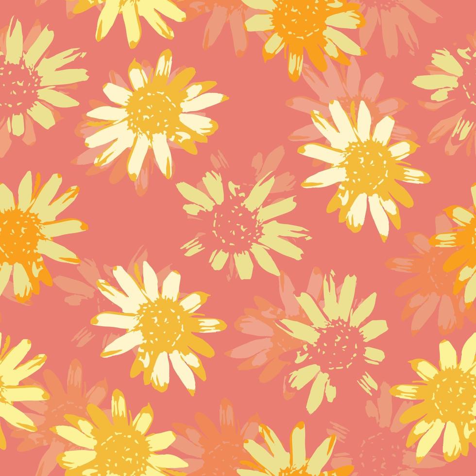 seamless plants pattern background with cute sunflowers , greeting card or fabric vector