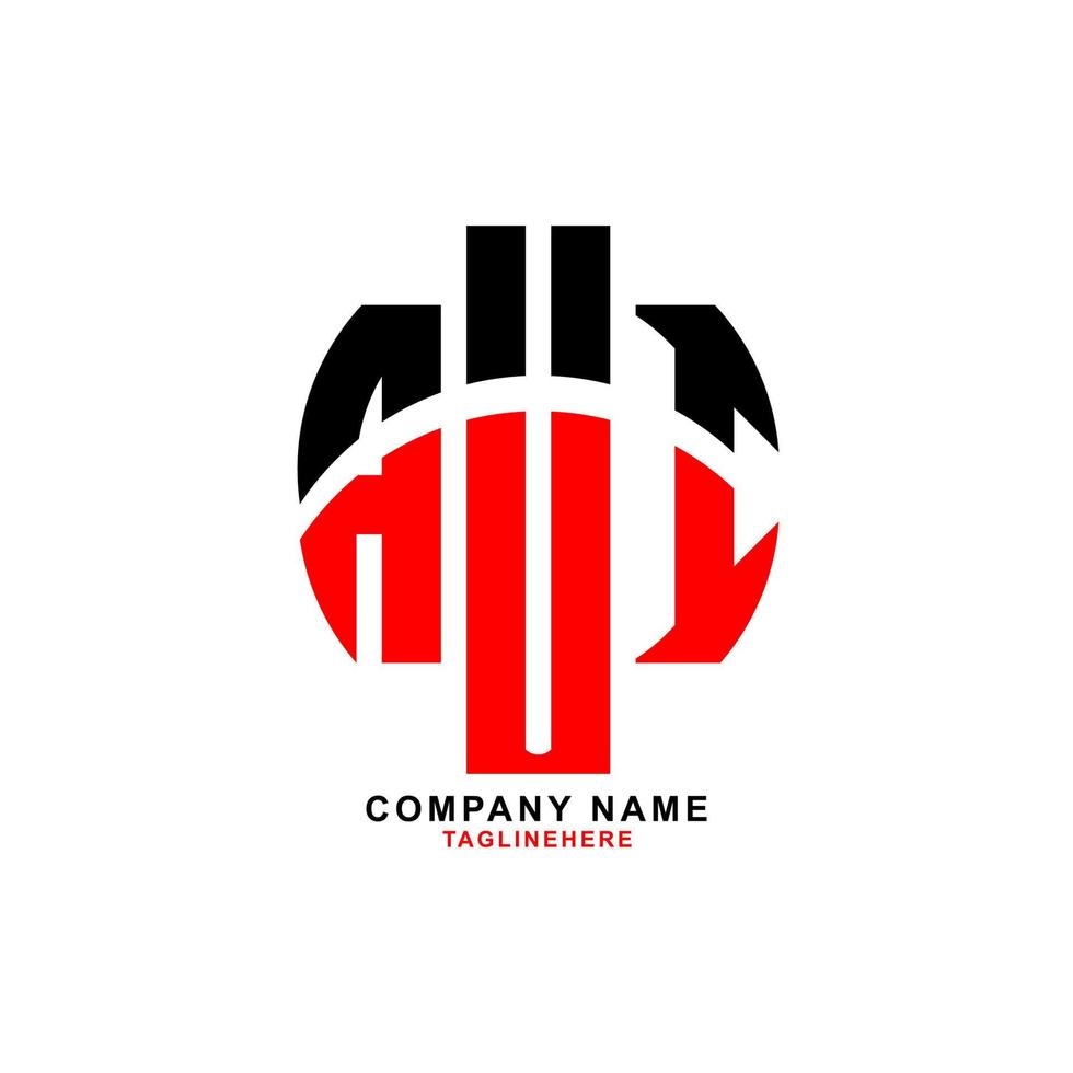 diseño creativo del logotipo de la letra aui con fondo blanco vector