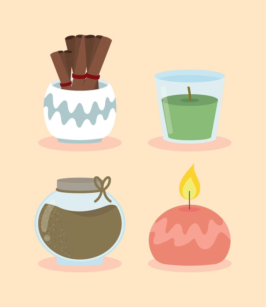 scented candles and cinnamon vector