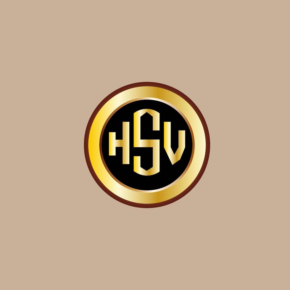 creative HSV letter logo design with golden circle vector