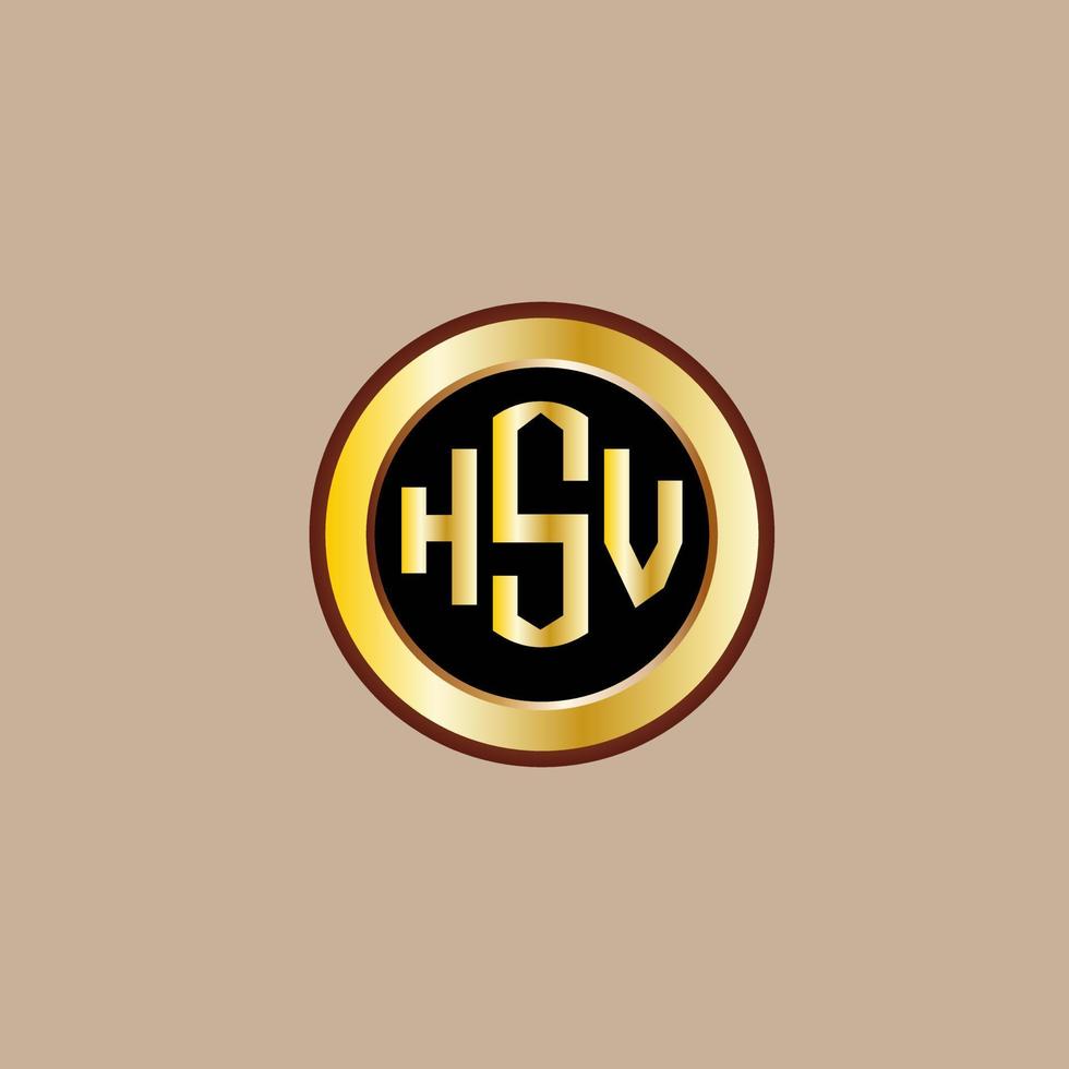 diseño creativo del logotipo de la letra hsv con círculo dorado vector