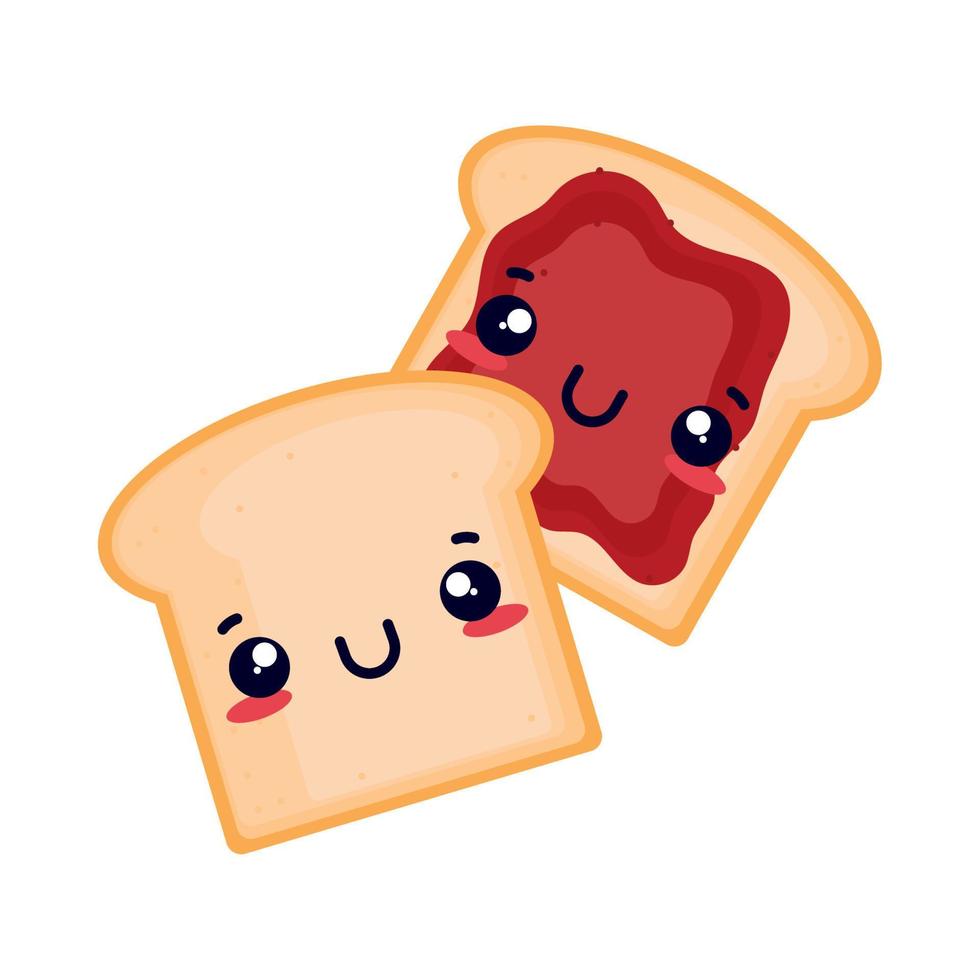 bread with jam kawaii vector