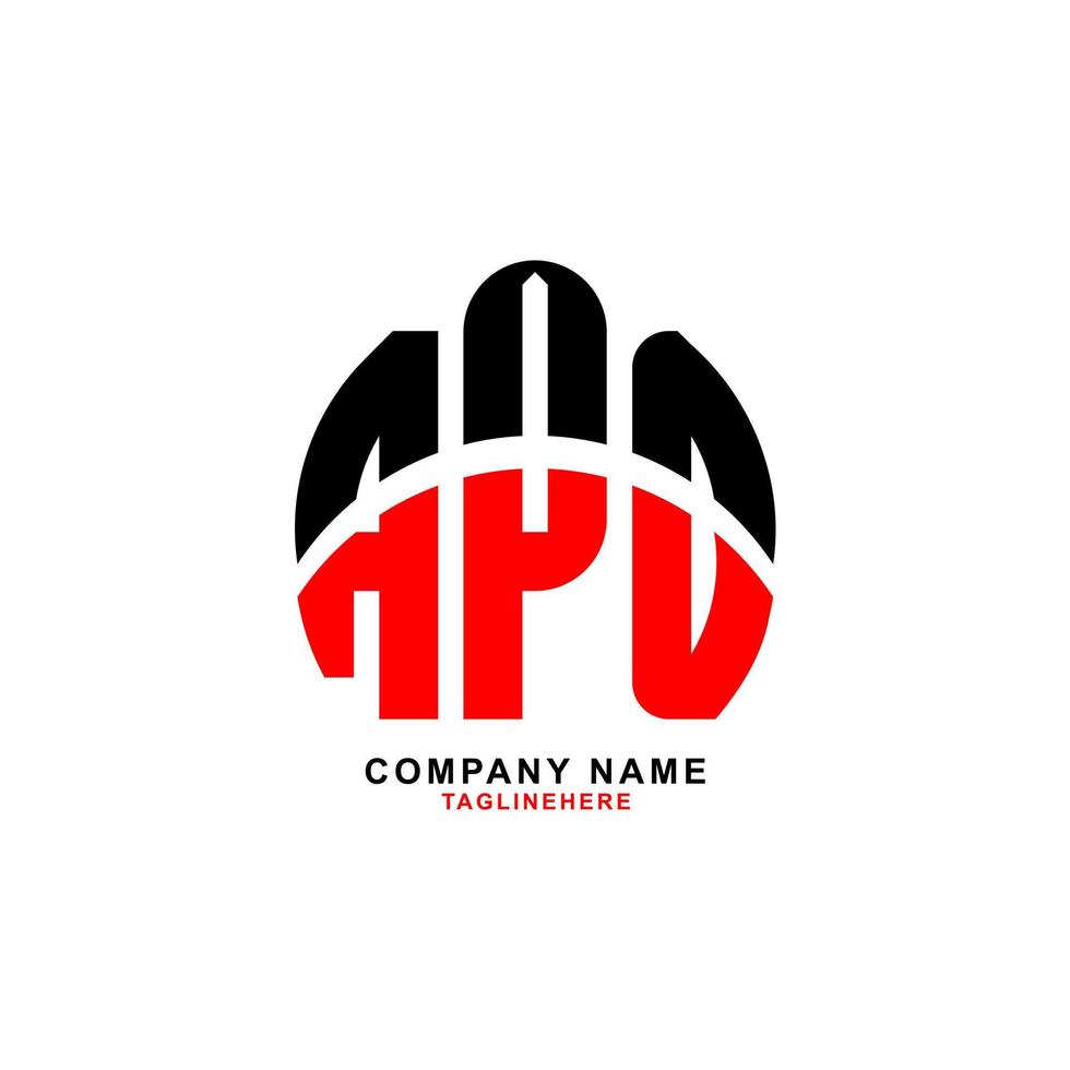 diseño creativo del logotipo de la letra apo con fondo blanco vector