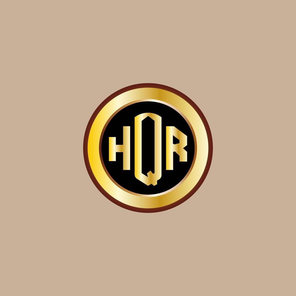 diseño creativo del logotipo de la letra hqr con círculo dorado vector