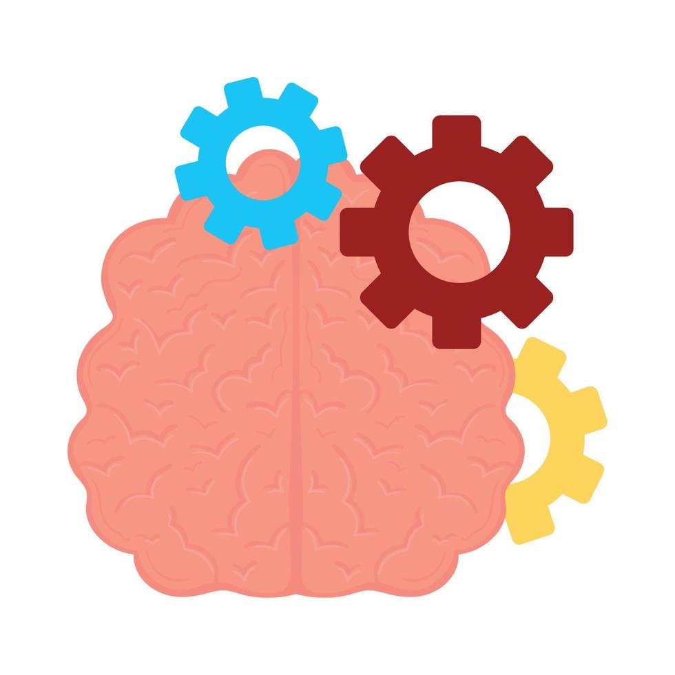 mental health day, brain gears vector