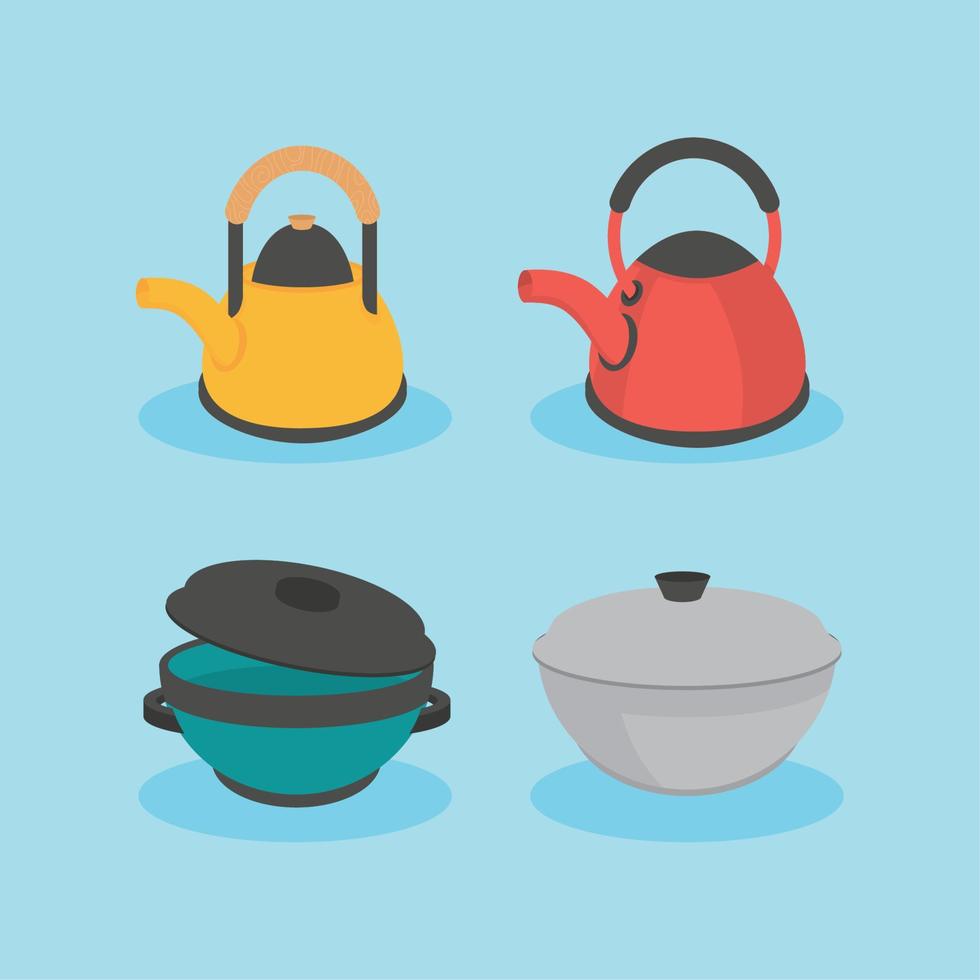 kettle and pots vector
