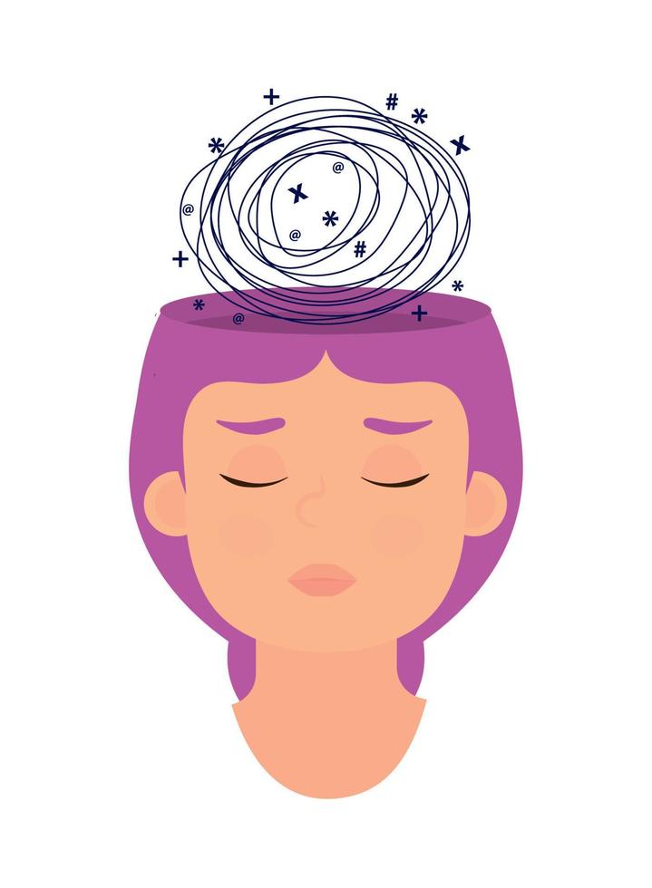 depressed woman, mental health vector