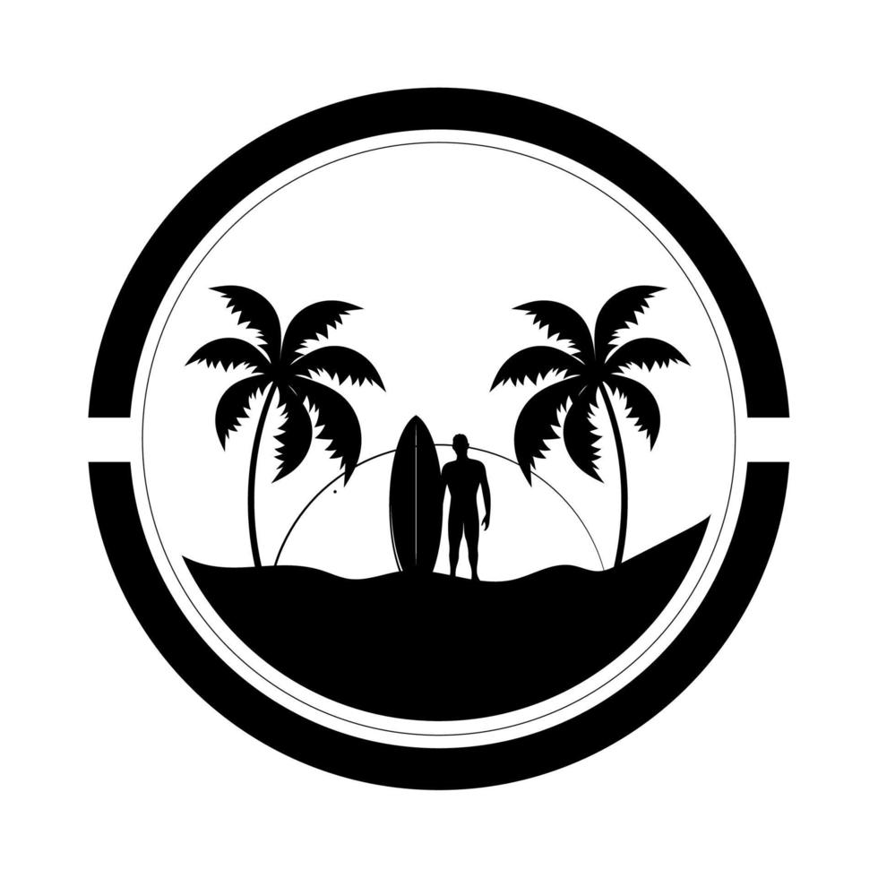 surfer with surfboard label vector