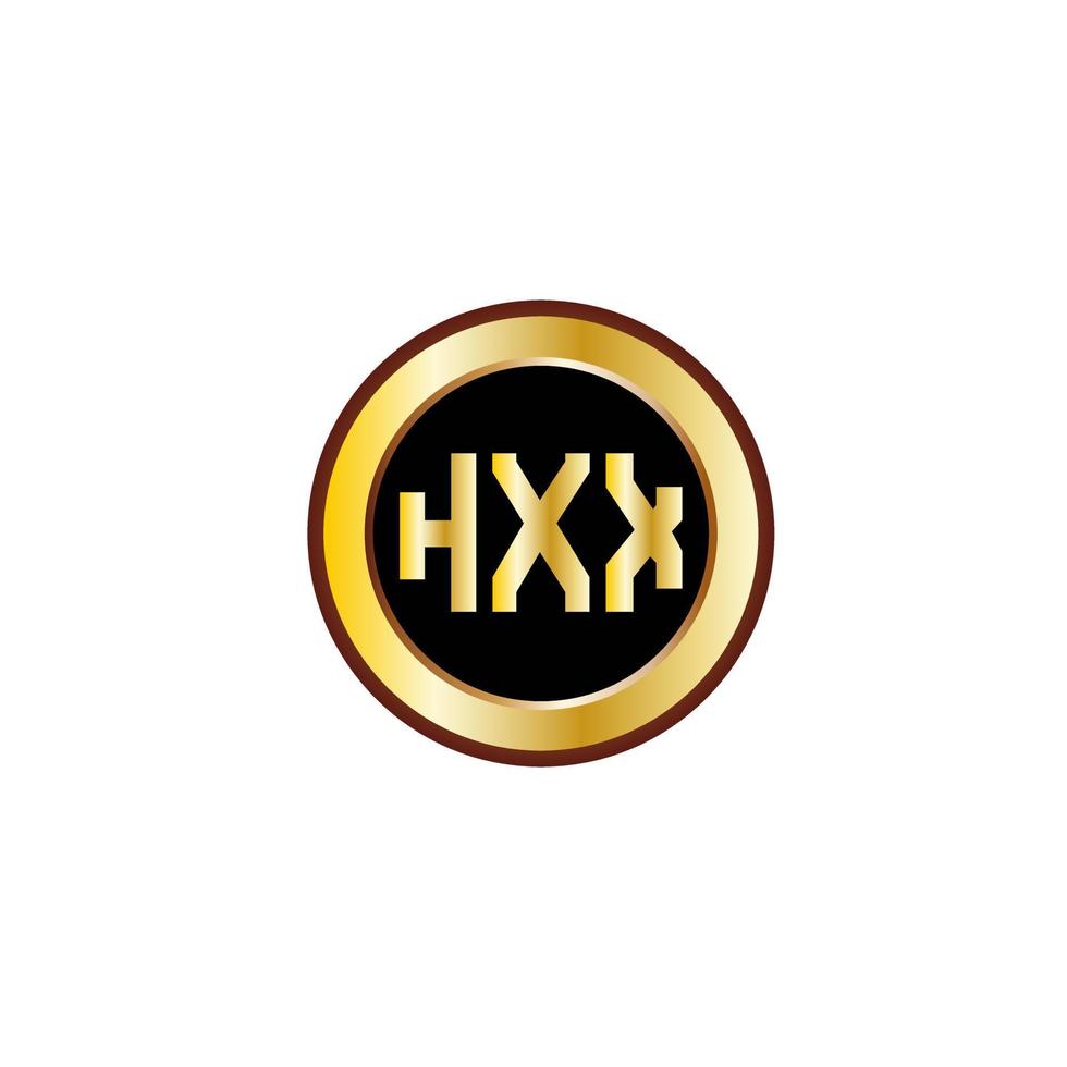 creative HXX letter logo design with golden circle vector