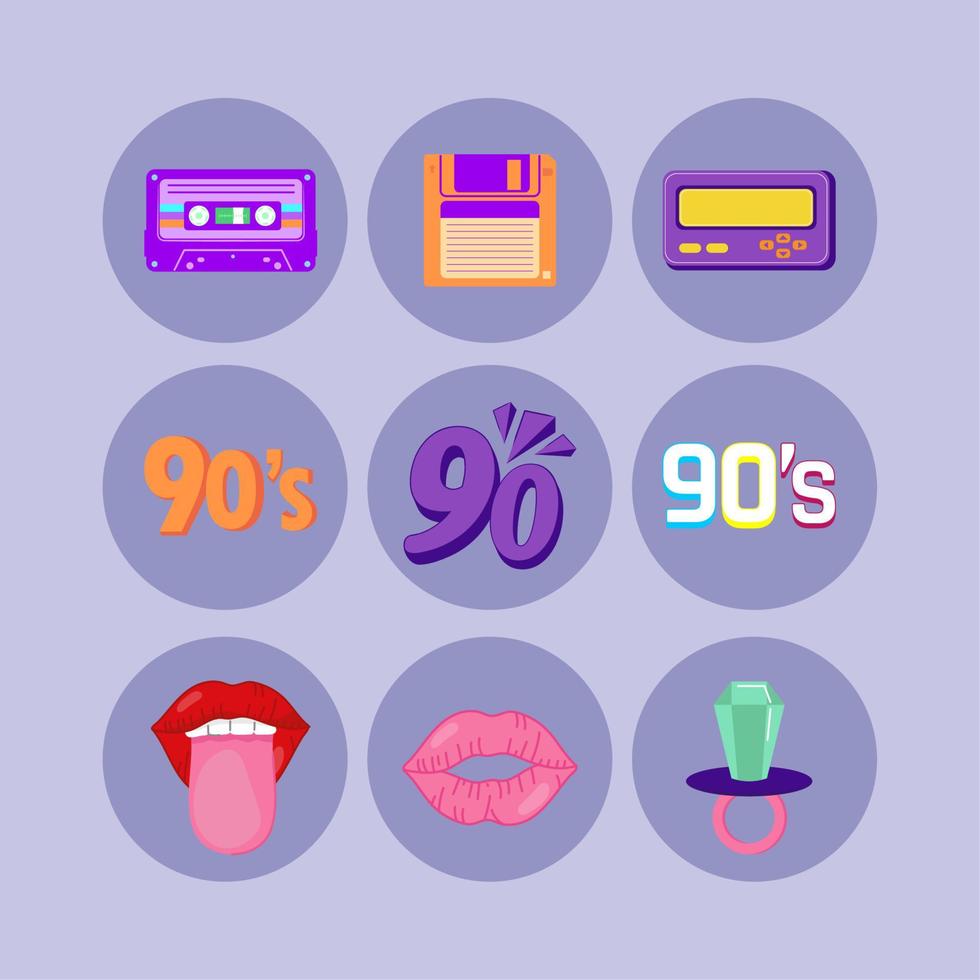 90s retro vintage vector