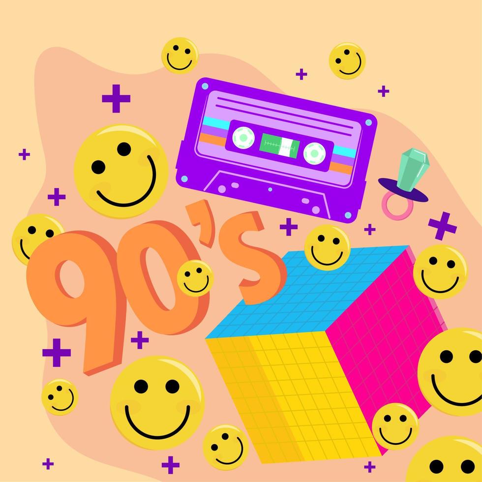 90s music cassette vector