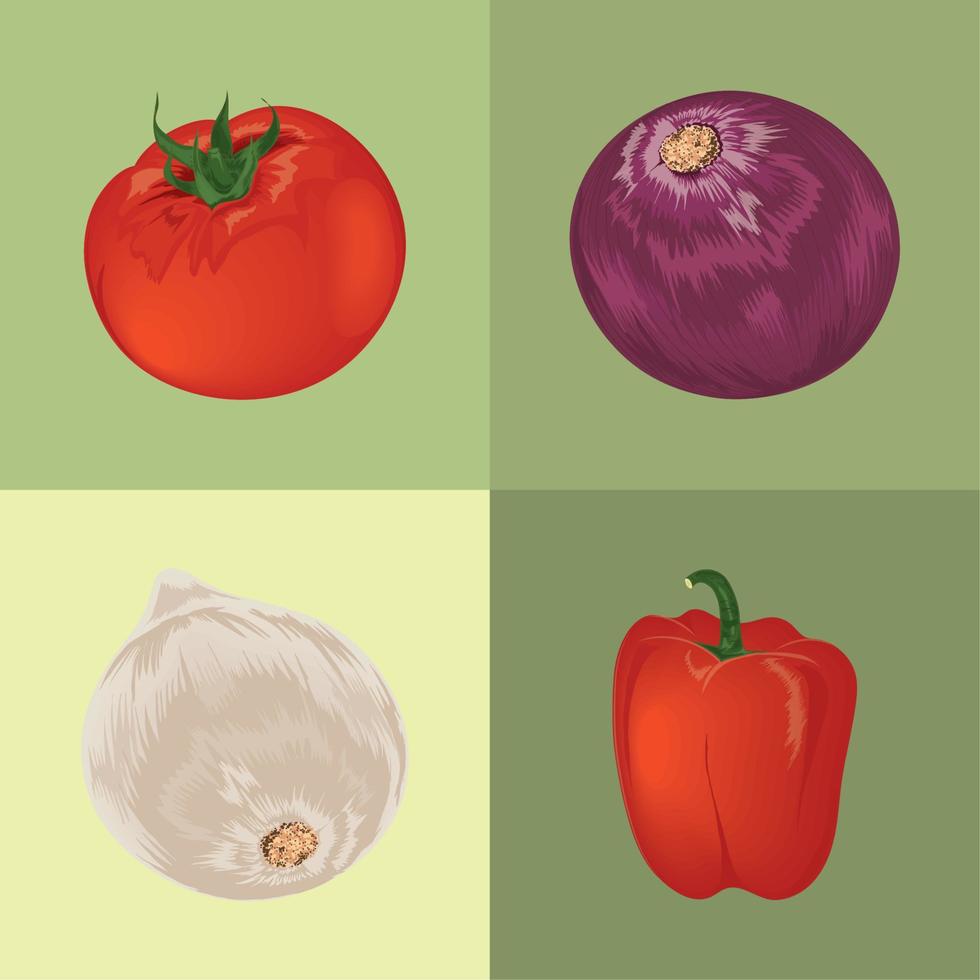 fresh vegetables icons vector