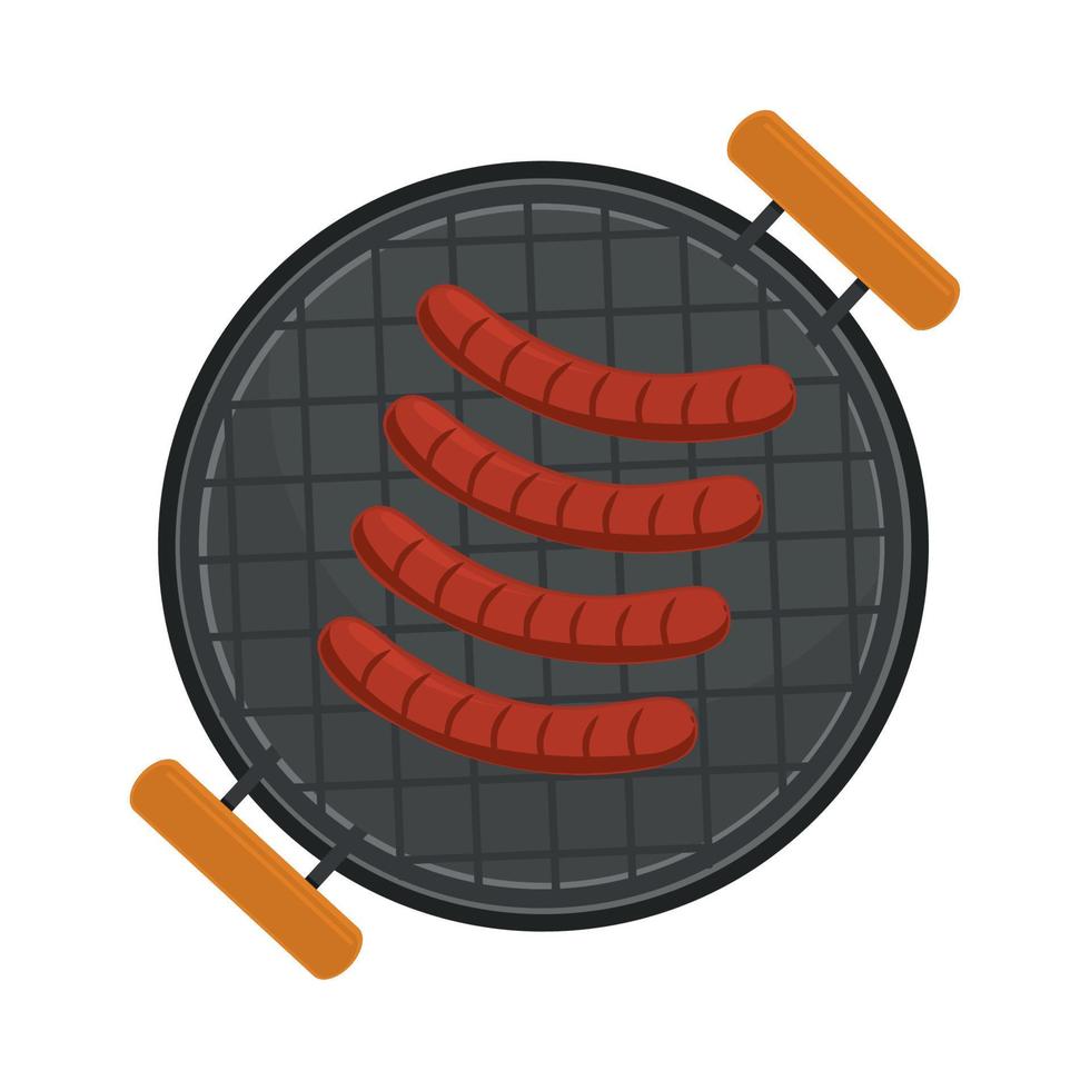 bbq sausages on grill vector