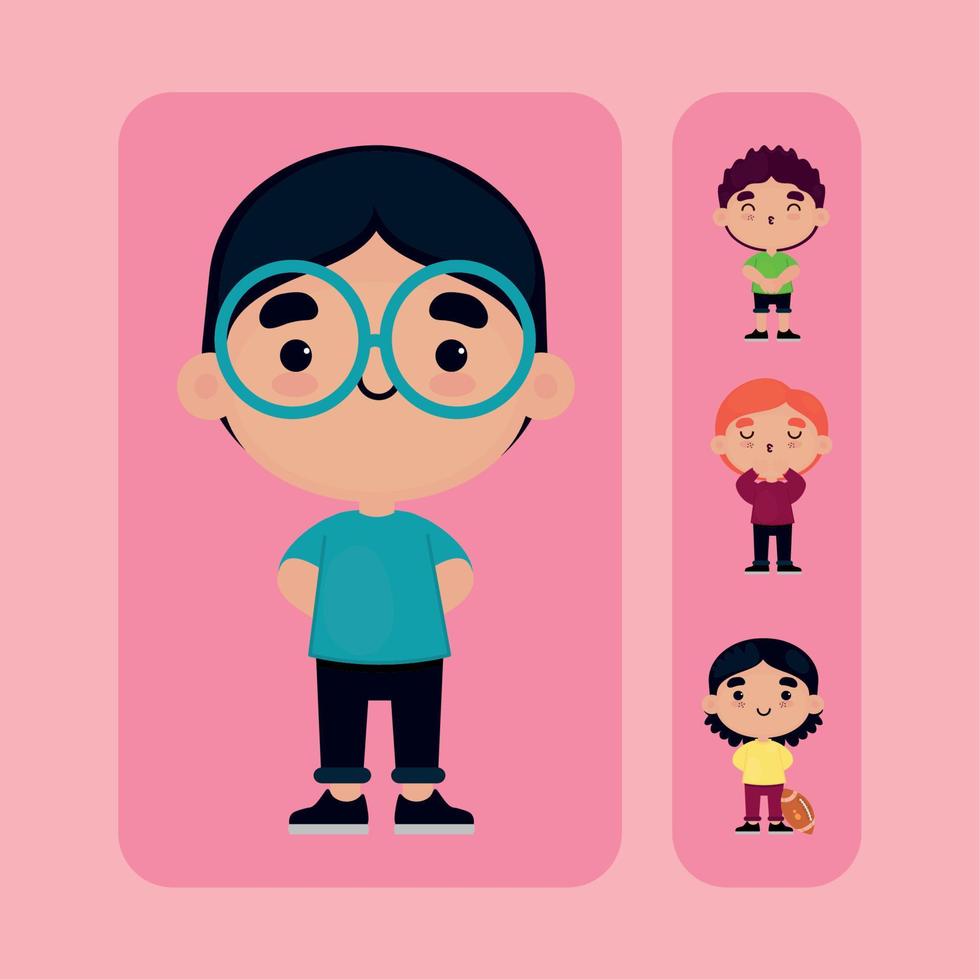 icons kawaii boys vector
