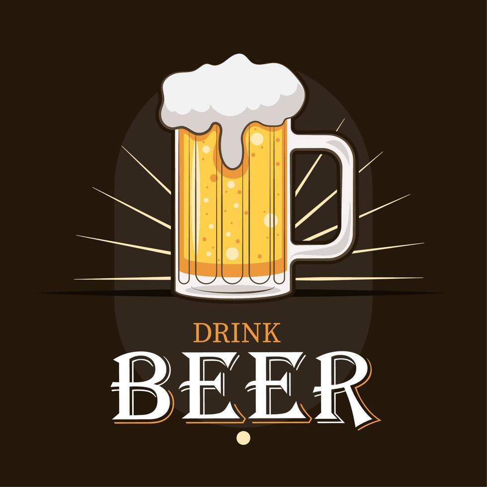 drink beer with foam poster vector