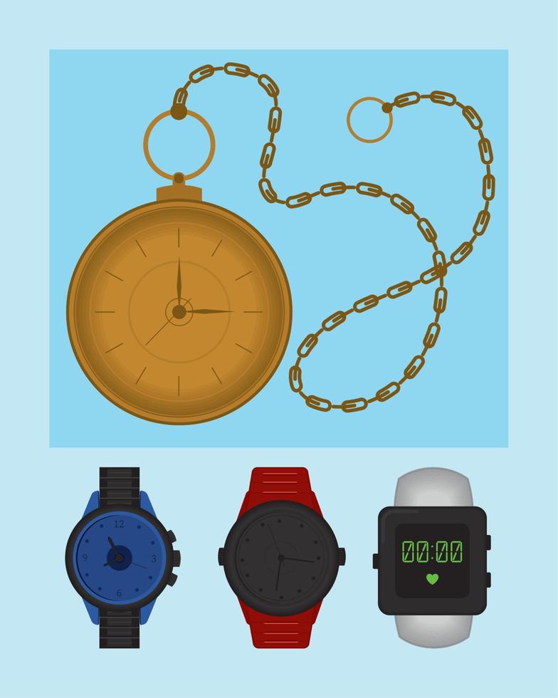 icon set of watches vector