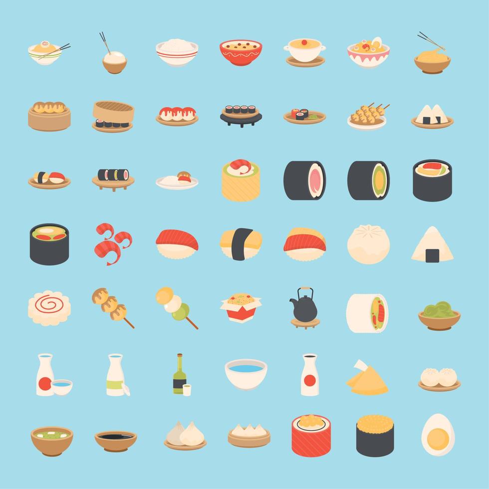 conjunto de comida japonesa vector