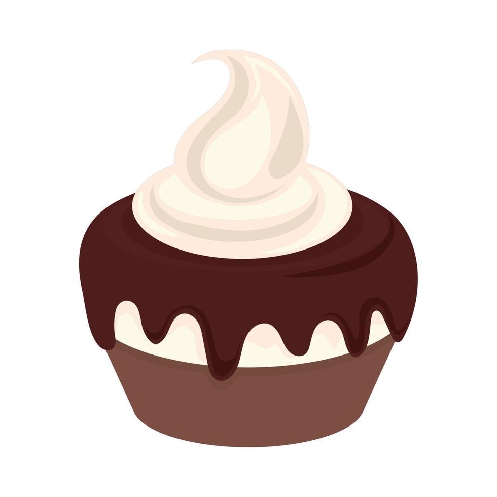 postre de cupcake de chocolate vector