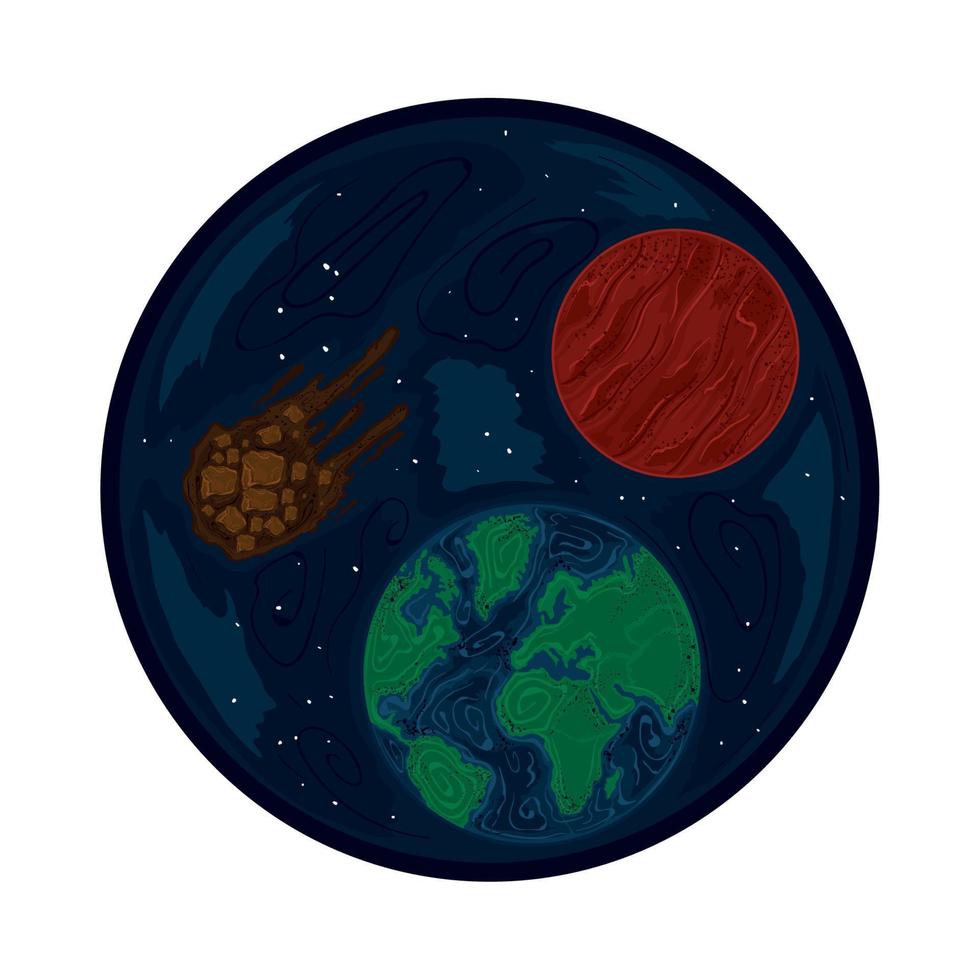 space planets and asteroid vector