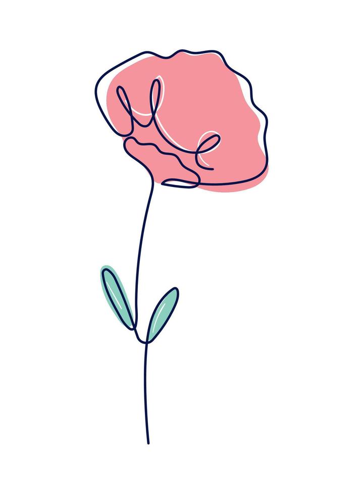 one line blooming flower vector