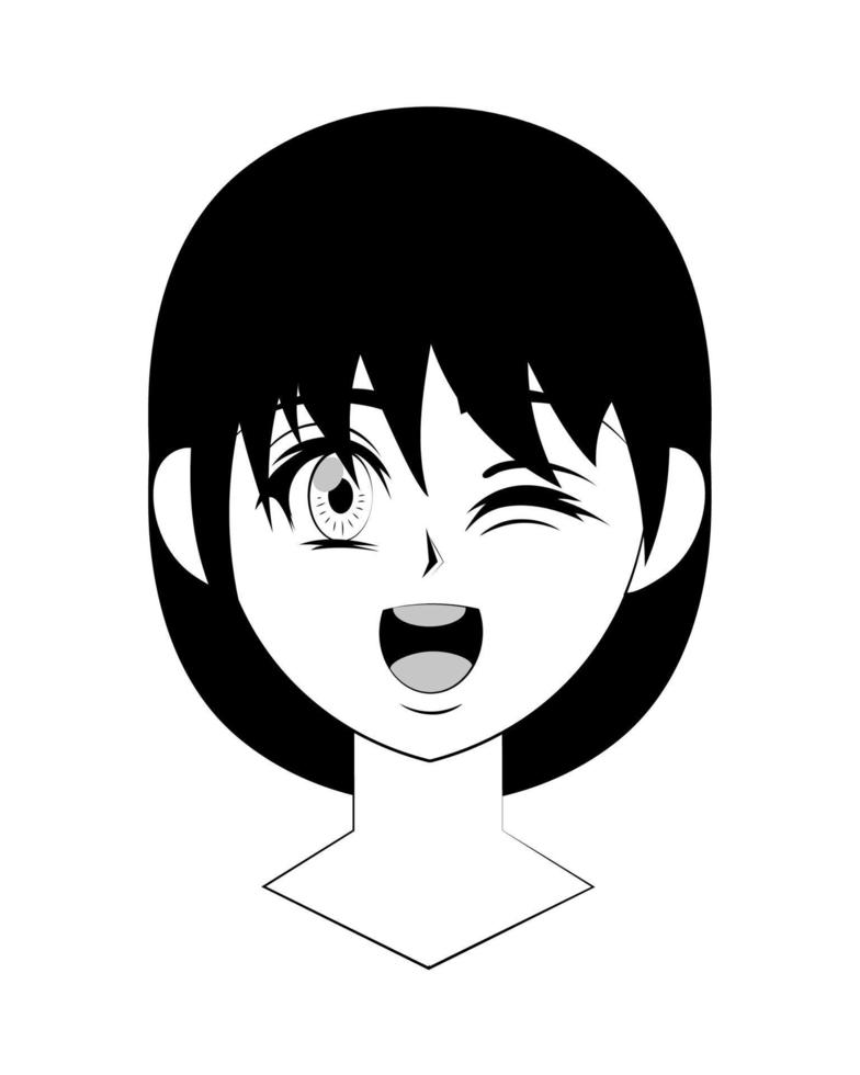 anime girl wink eye vector