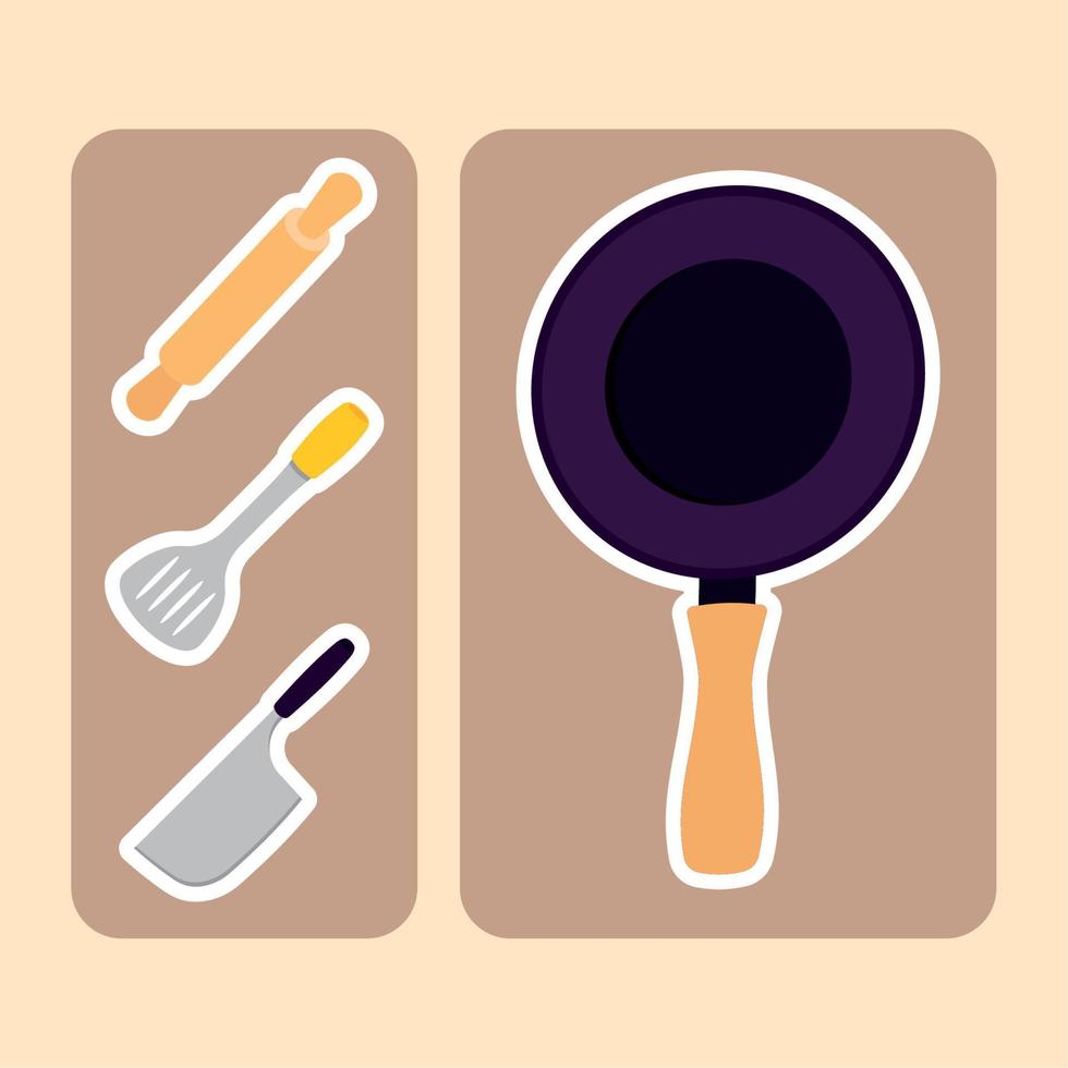 stickers kitchen icons vector