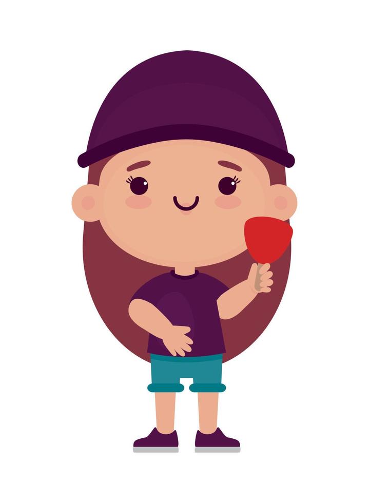 kawaii girl with ice cream vector