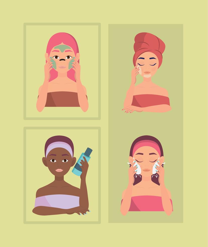 icons women skin care vector