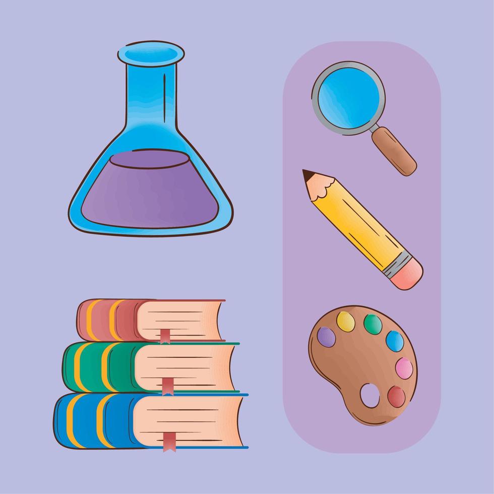 icons collection school supplies vector