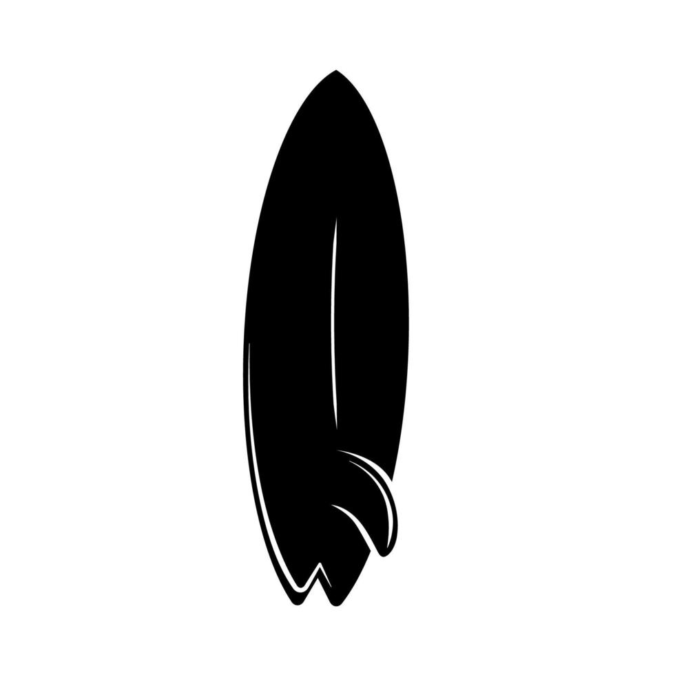 icono de tabla de surf negro vector