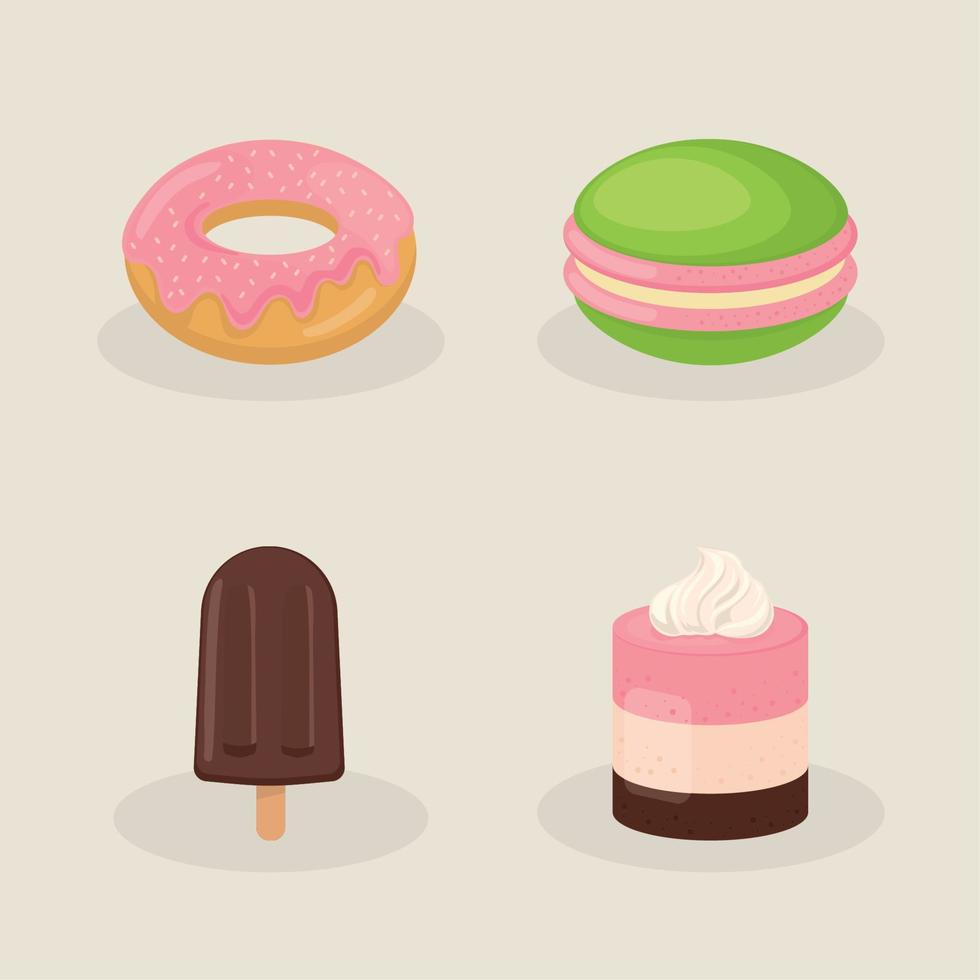 icons set dessert vector